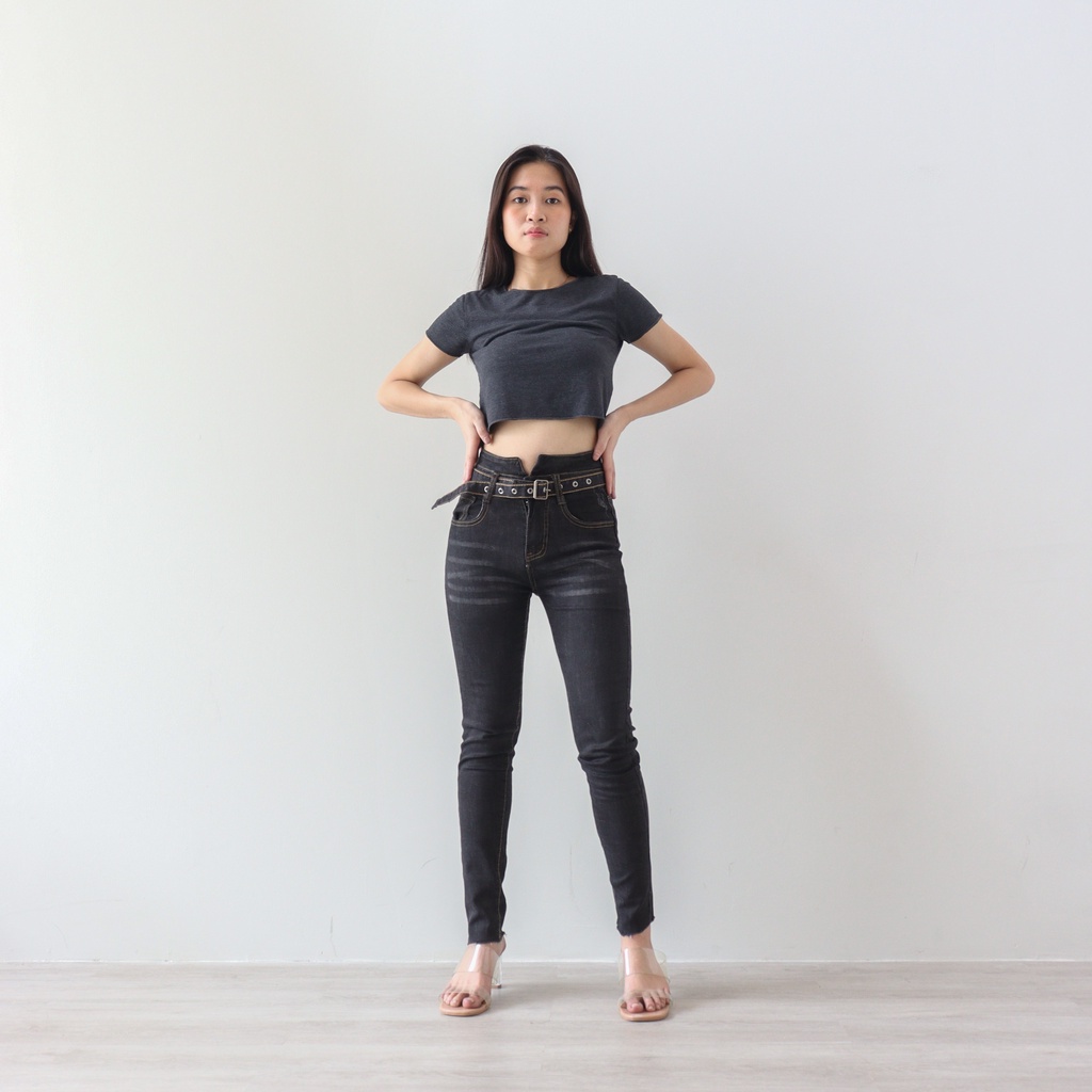 Celana Jeans Panjang Wanita Highwaist Skinny Jeans Stretch Kekinian X35