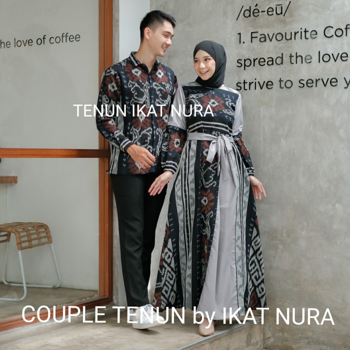 Terlaris Couple Tenun Dress Sabrina & Kemeja Tenun