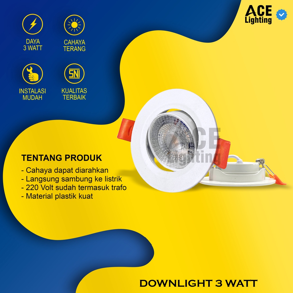 Lampu LED downlight spotlight 3 Watt
