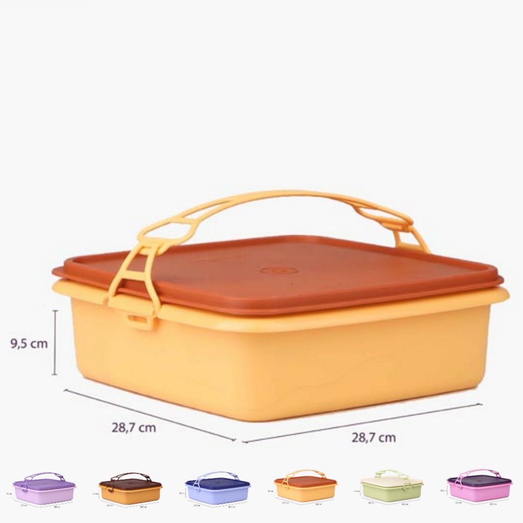 Twin Tulipware RANTANG BESAR 4600 ml Square and Store Wadah Piknik Tulipware Kita