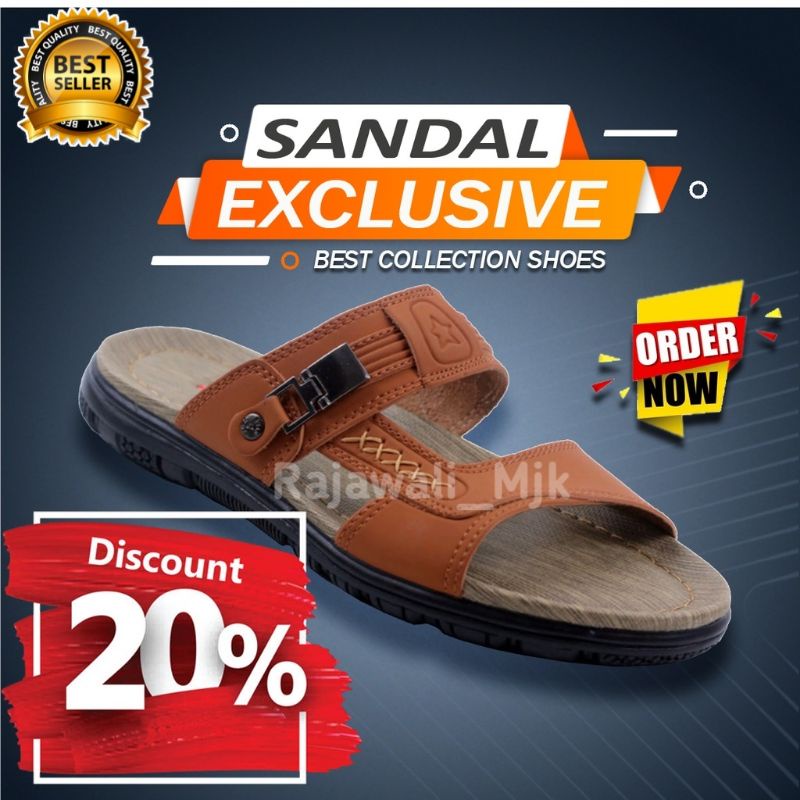 [Terlaris] HIPZO Sandal Kulit Selop Pria CT-01 100% ORIGINAL Kasual Pelindung Kaki Sandal Pria Hipzo