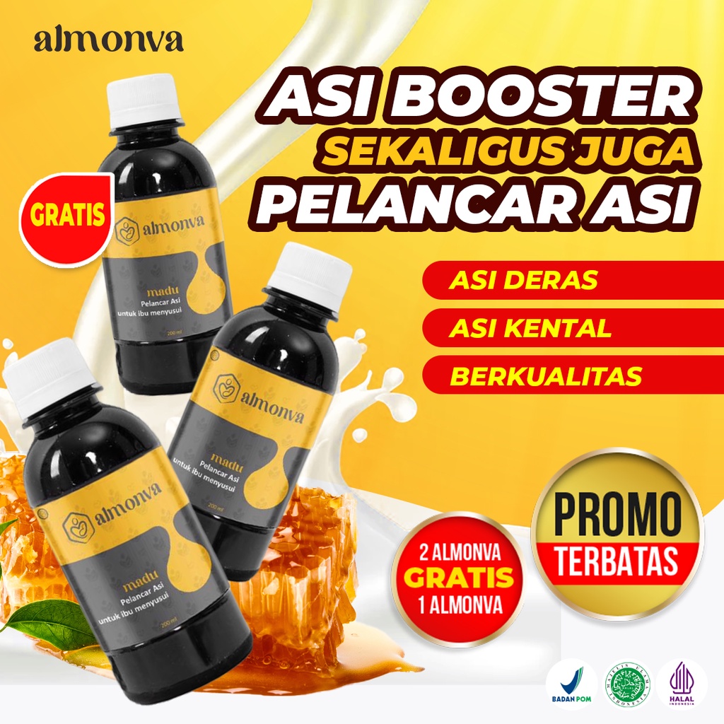 Almonva Madu Herbal Pelancar ASI Daun Katuk Almond Halal BPOM