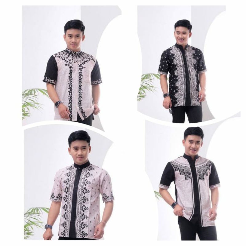 BSWART Batik HRB026 kenongo Hem Pendek Padi Pekalongan M L XL Batik Pria MURAH Modern Grosir