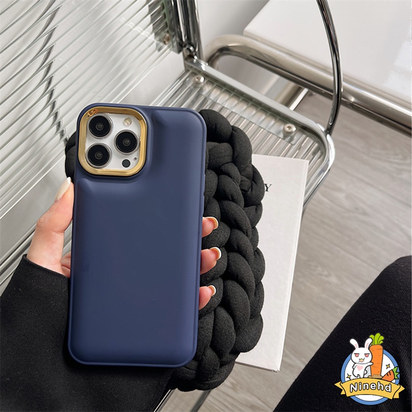 Casing Compatible for iPhone 14 13 12 11 Pro Max SE 2020 XR X XS Max 7 8 6 6s Plus SE 2020 Pure Premium Metal Simple Solid Color Air Cushioned Phone Case High Quality Soft Silicone Simple Style Phone Cover Anti-drop Anti-dirty Round Lens Protective Case