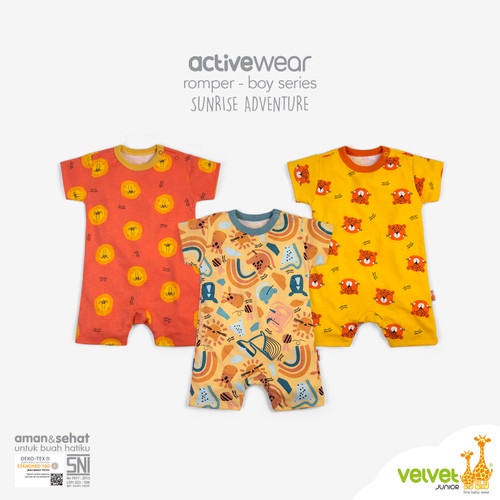 Makassar ! Romper Activewear Velvet Junior Segiempat NB 0-3 Months isi 3 Pcs