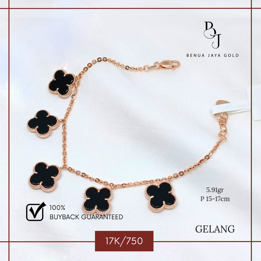 Gelang Rantai Fashion Bunga Hitam Emas 17K/750