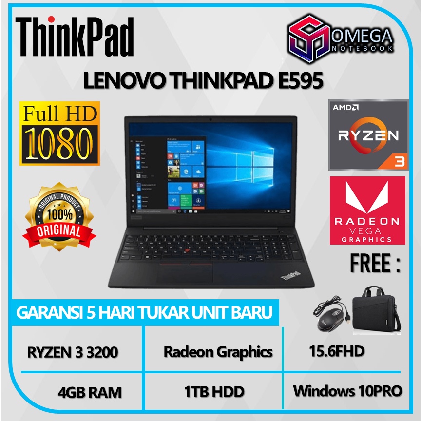 Lenovo Thinkpad E595 Ryzen 3 3200 4GB 1TB VEGA7 Windows 11 15.6FHD