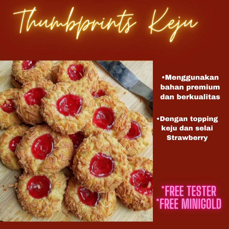 

Kue kering Thumbprints Keju Strawberry / Kue Kering Keju / Kue kering murah / Thumbprints