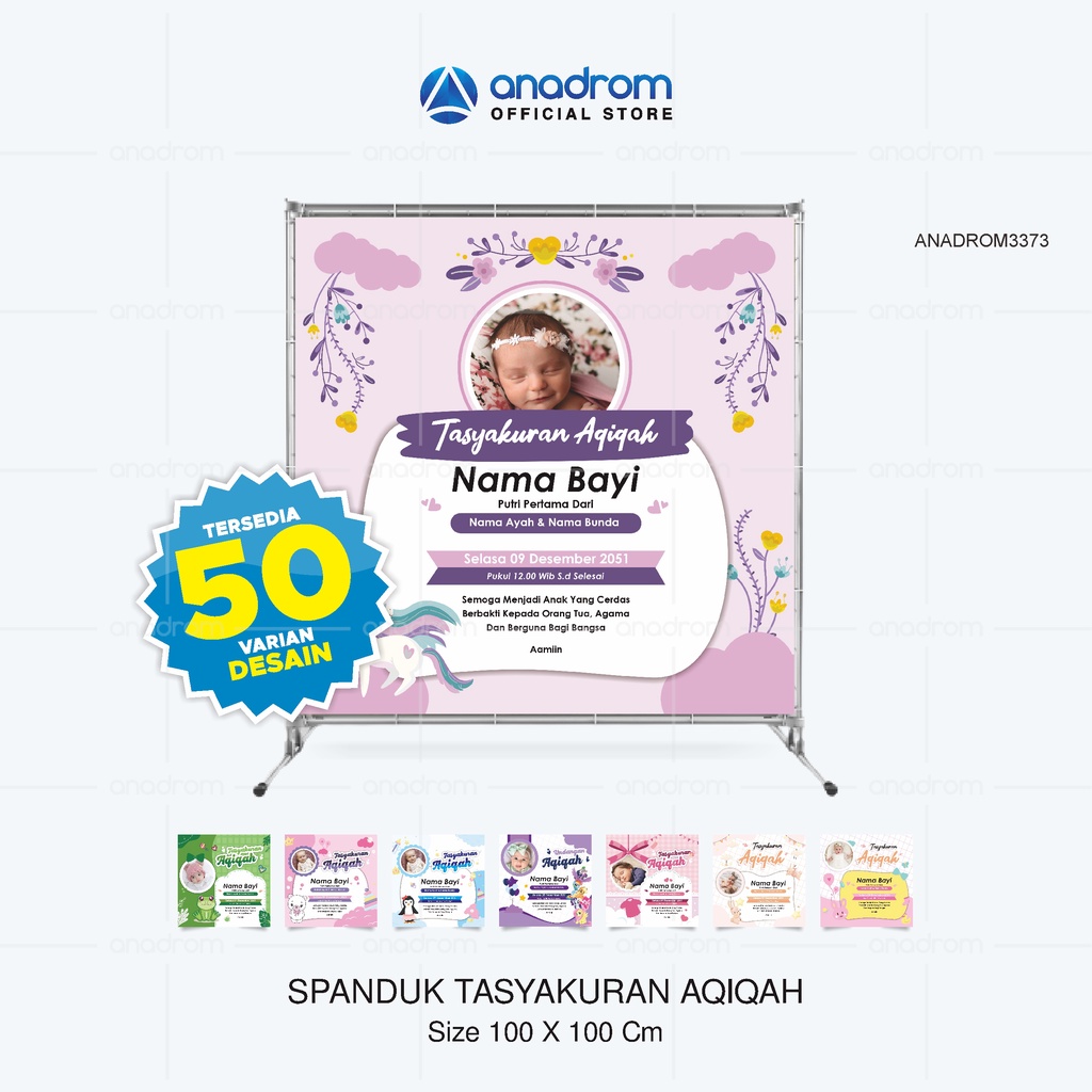 Spanduk Tasyakuran Aqiqah Untuk Anak Perempuan | Banner Aqiqah Custom Free Input foto Banner Baby Sh