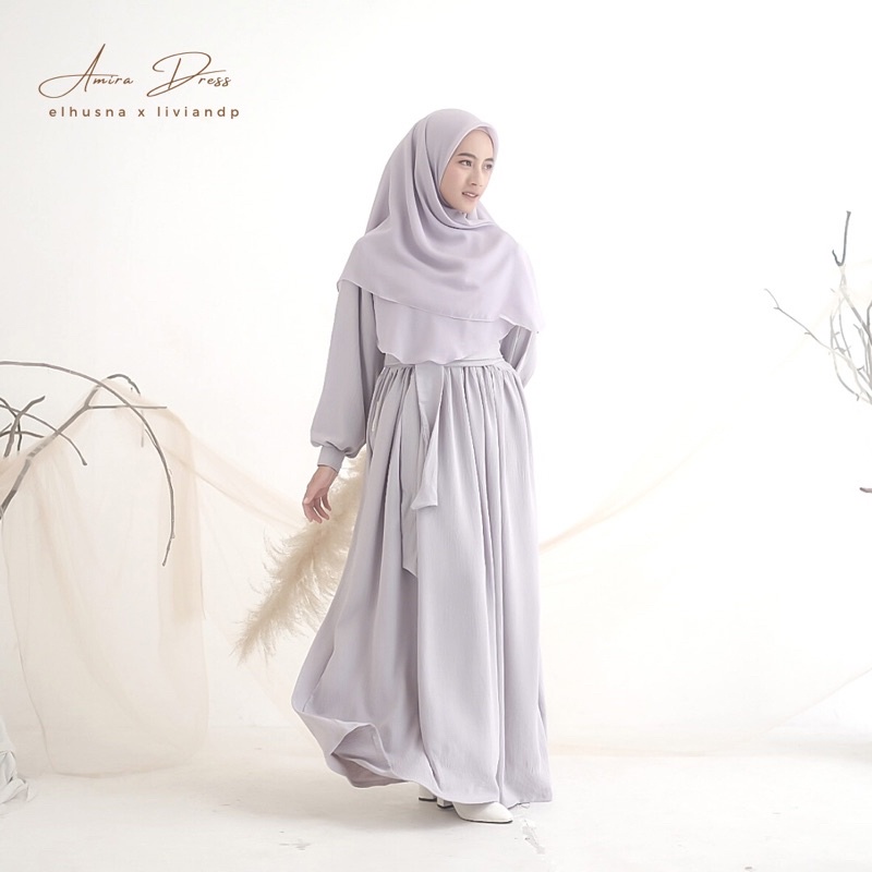 [𝐄𝐥𝐡𝐮𝐬𝐧𝐚] Amira Dress X Liviandp/ Dress Wanita / Gamis Terbaru / Dress Lebaran / Gamis Remaja