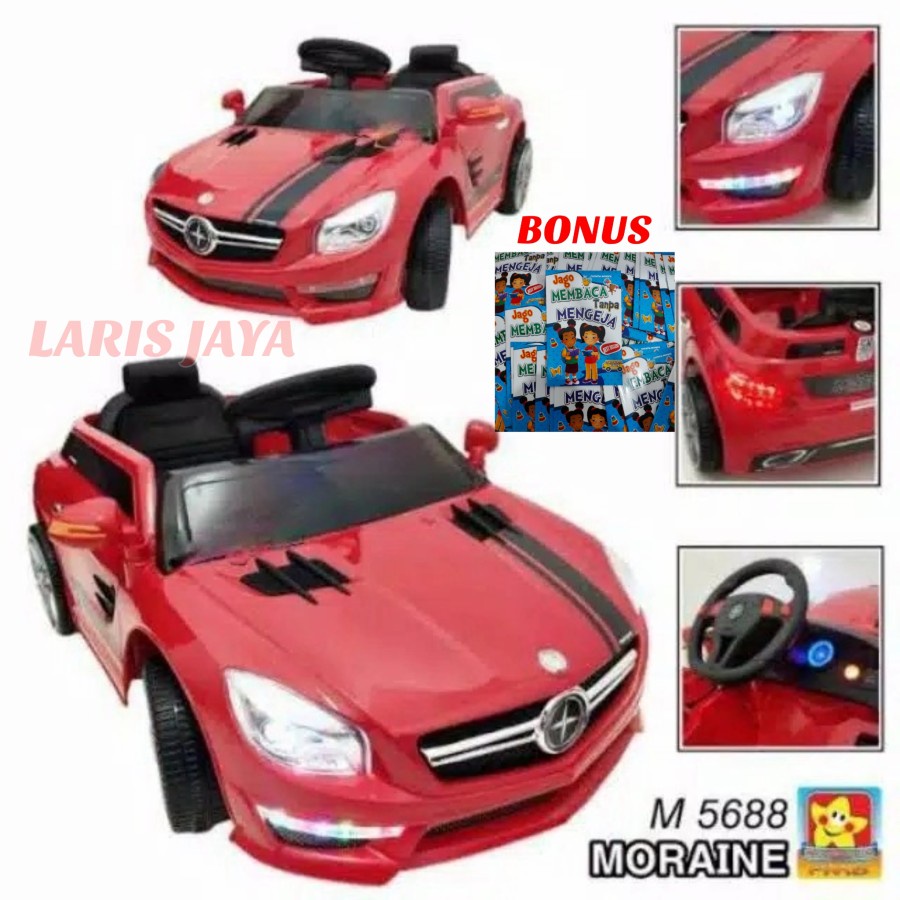 Mobil aki mainan anak PMB 5688 MORAINE PAKAI AKI REMOT DAN MANUAL BONUS BUKU UNTUK BELAJAR ANAK ANAK