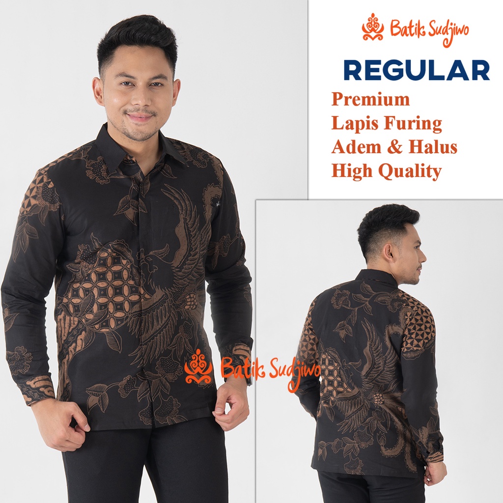 SUDJIWOBATIK 1137 Hem Kemeja Batik Pria Cowok Laki Laki Lengan Panjang Premium Lapis Furing Solo Laweyan Original