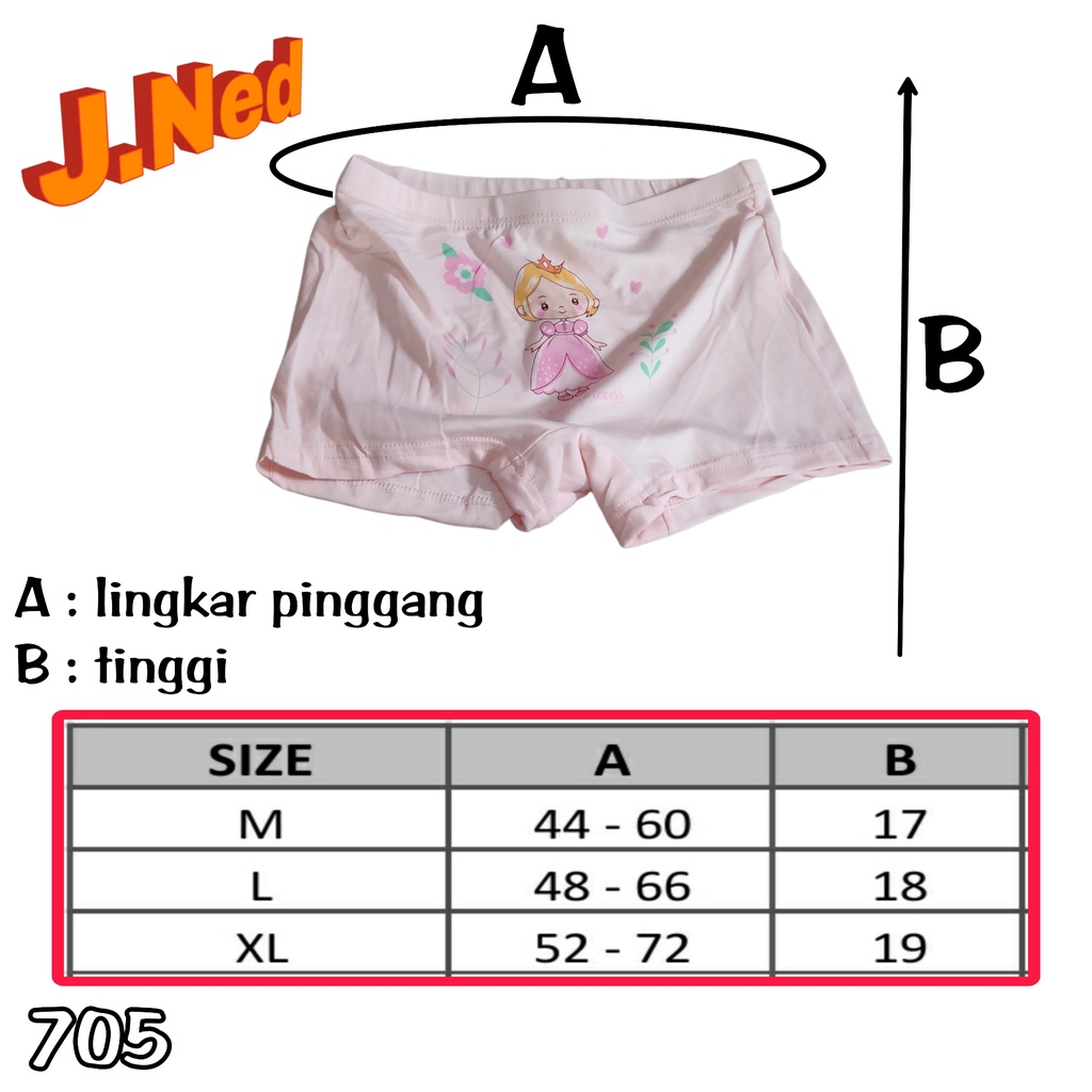 J705T (ISI 3 PCS) CD BOXER ANAK WANITA SOREX M-XL USIA 2 - 9 TH