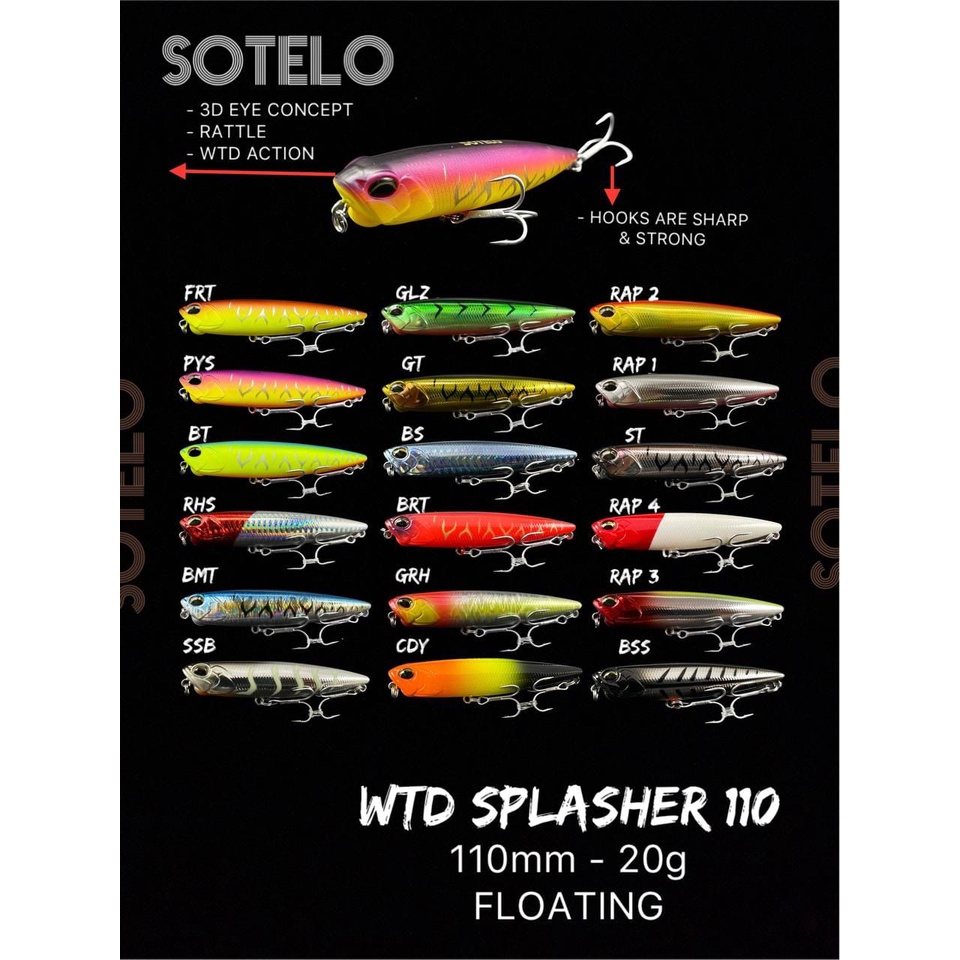 Lure SOTELO WTD SPLASHER 110 (11cm / 20gram) FLOATING