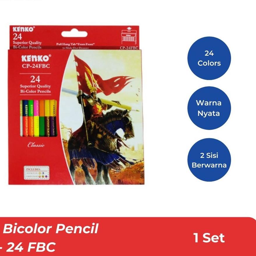

Promo✔️-Kenko 24 Bicolor Pencil / Pensil Warna Bicolor / Pensil Warna 2 Sisi CP-24 FBC