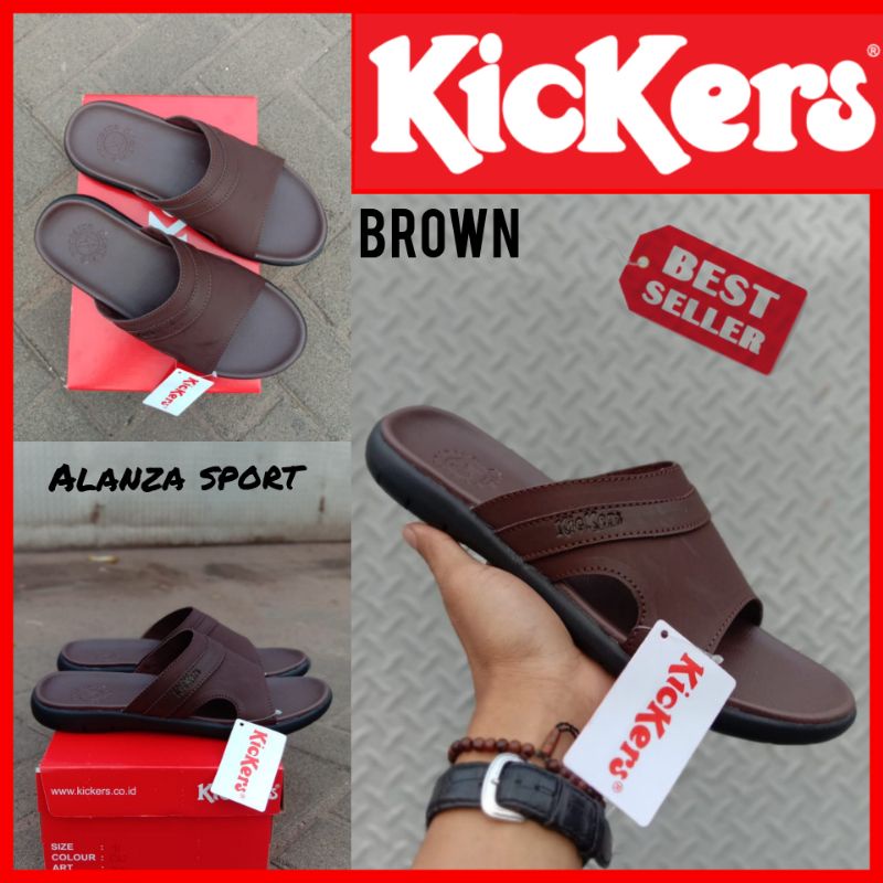 SANDAL PRIA KICKERS KULIT / SANDAL SELOP COWOK / SENDAL SLIDE SLOP KULIT / SANDAL LEBARAN FORMAL KASUAL PROMO / SANDAL DISTRO TERBARU