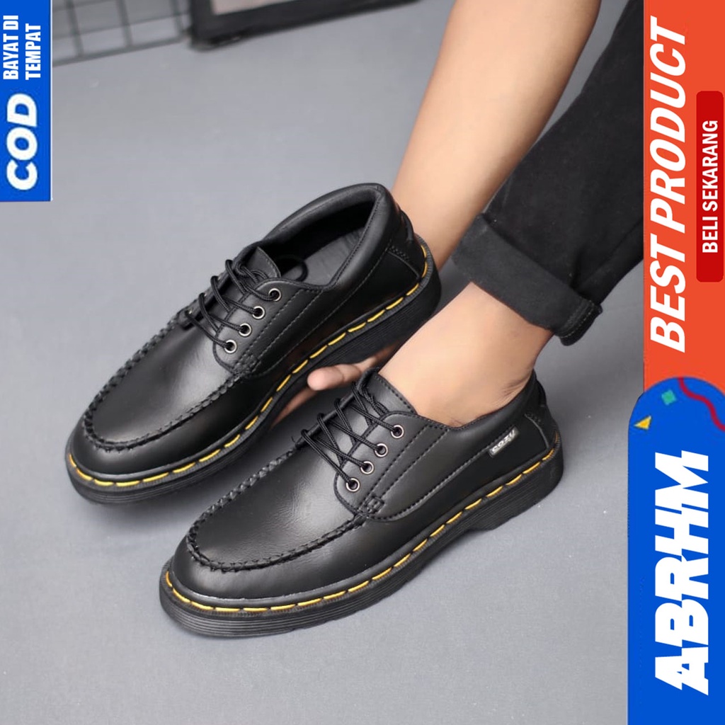 Sepatu Docmart Pria Pantofel Formal Casual Low Boots Hitam Kerja Pria Abrhm INO