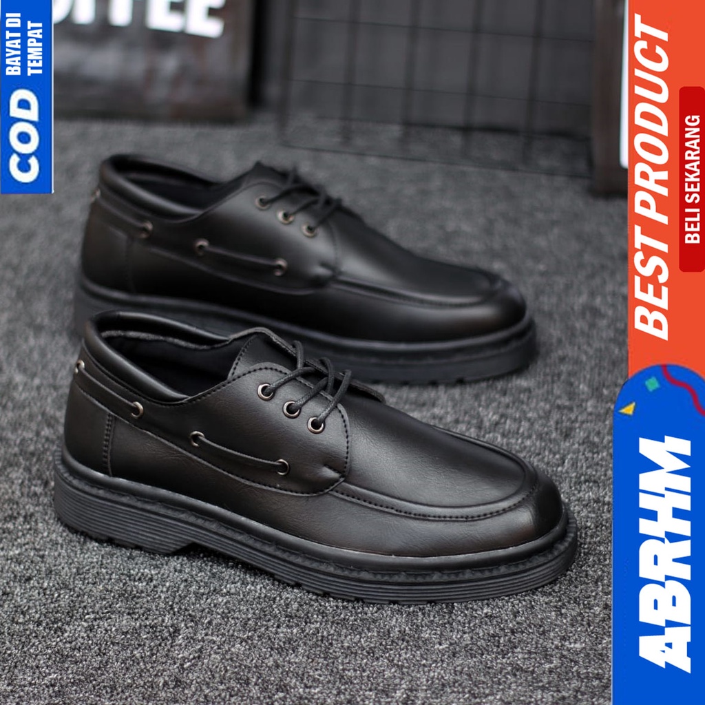 Sepatu Docmart Pria Pantofel Formal Casual Low Boots Hitam Kerja Pria Abrhm INO