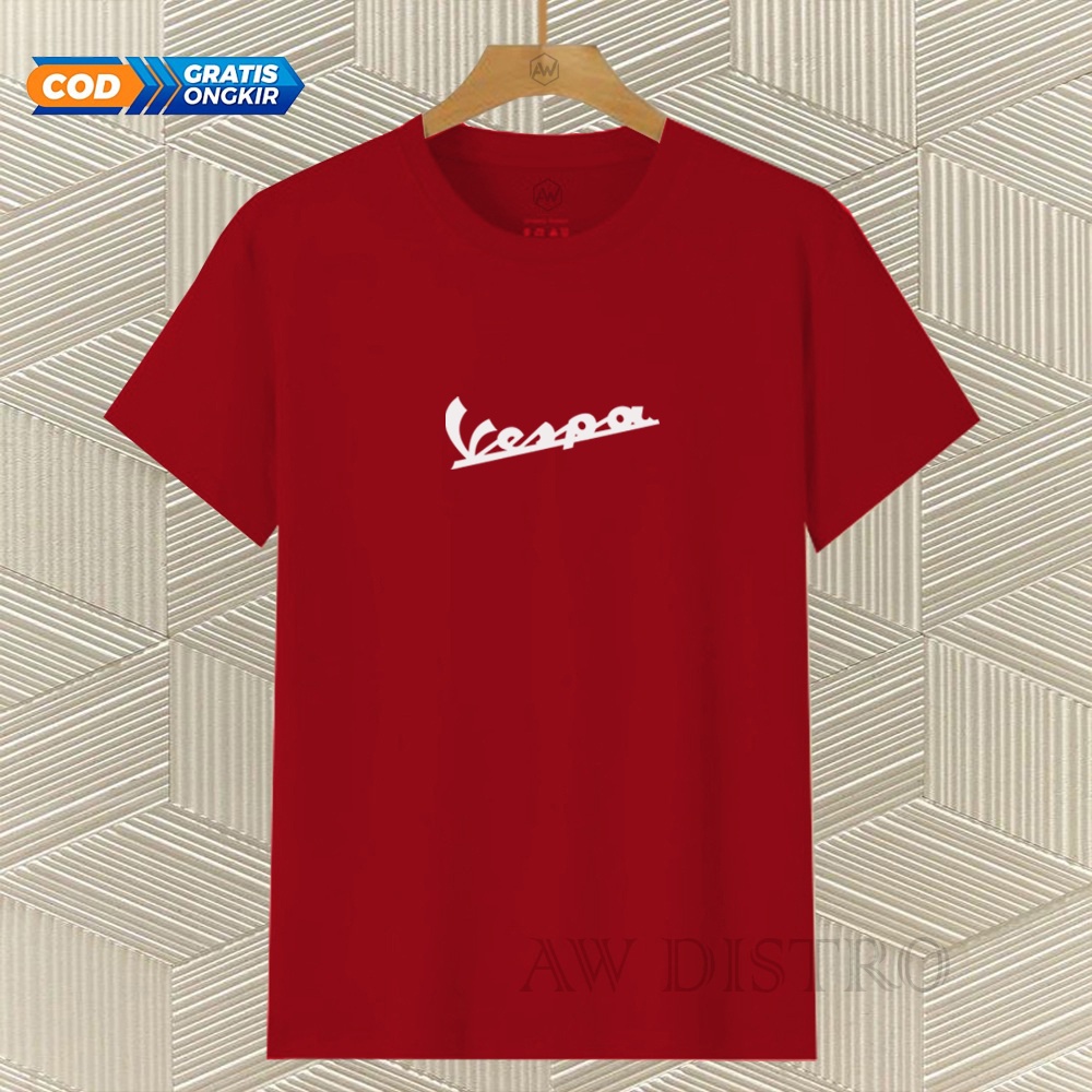 COD Baju Kaos Distro Vespa Text Putih Premium Quality Lengan Pendek