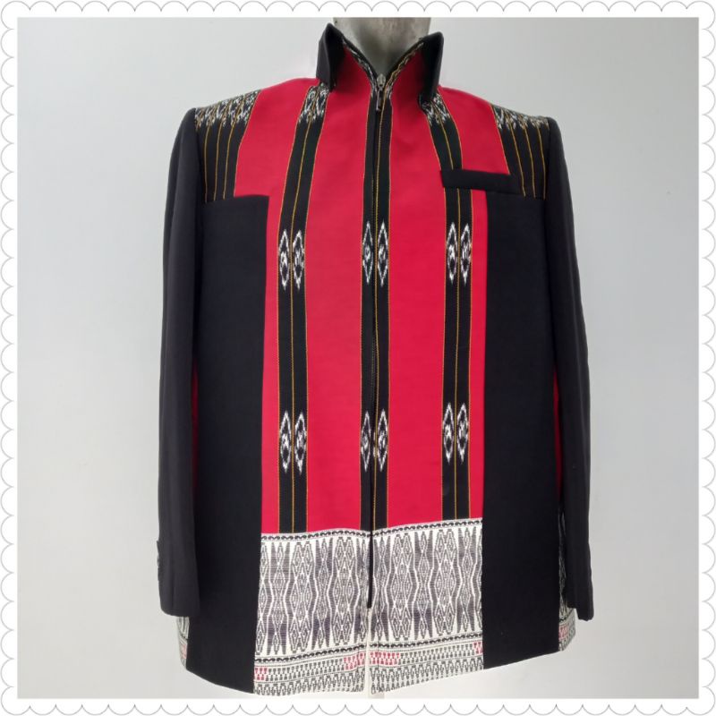 Jas jaket ulos / jas jaket ulos Sumatera / jas jaket formal ulos tobu kombinasi hitam