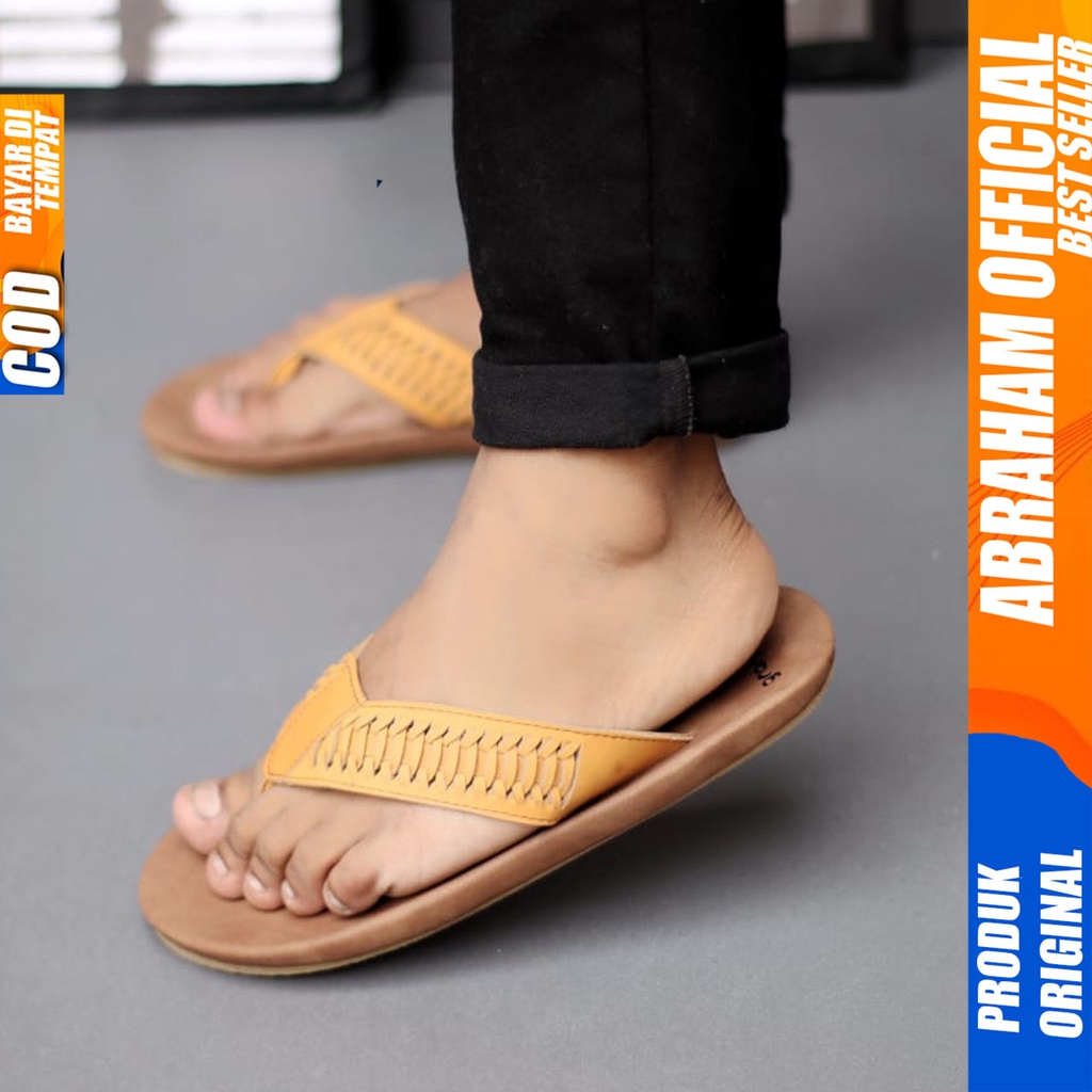 Sandal Jepit Kulit Asli Pria Sendal Japit Pria Abraham