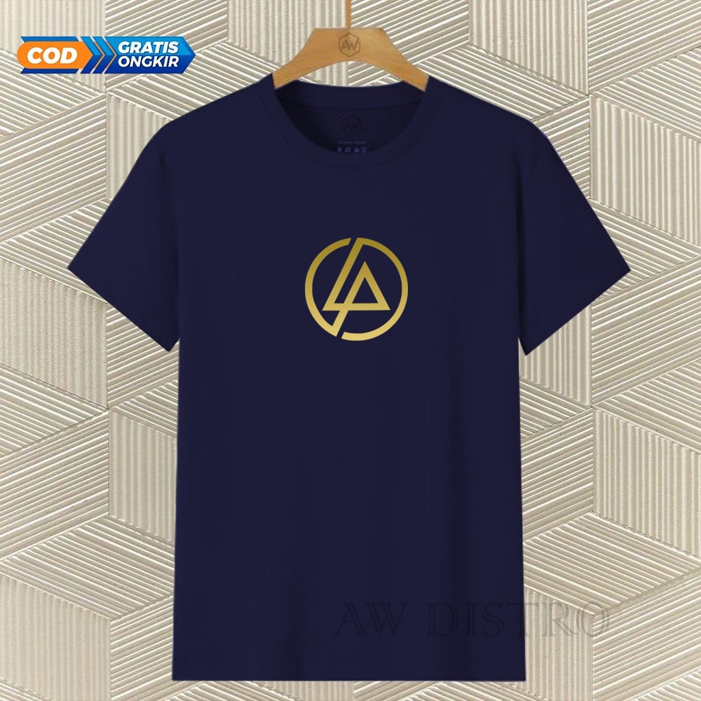 COD Baju Kaos Distro lp round Text Gold Premium Quality Lengan Pendek