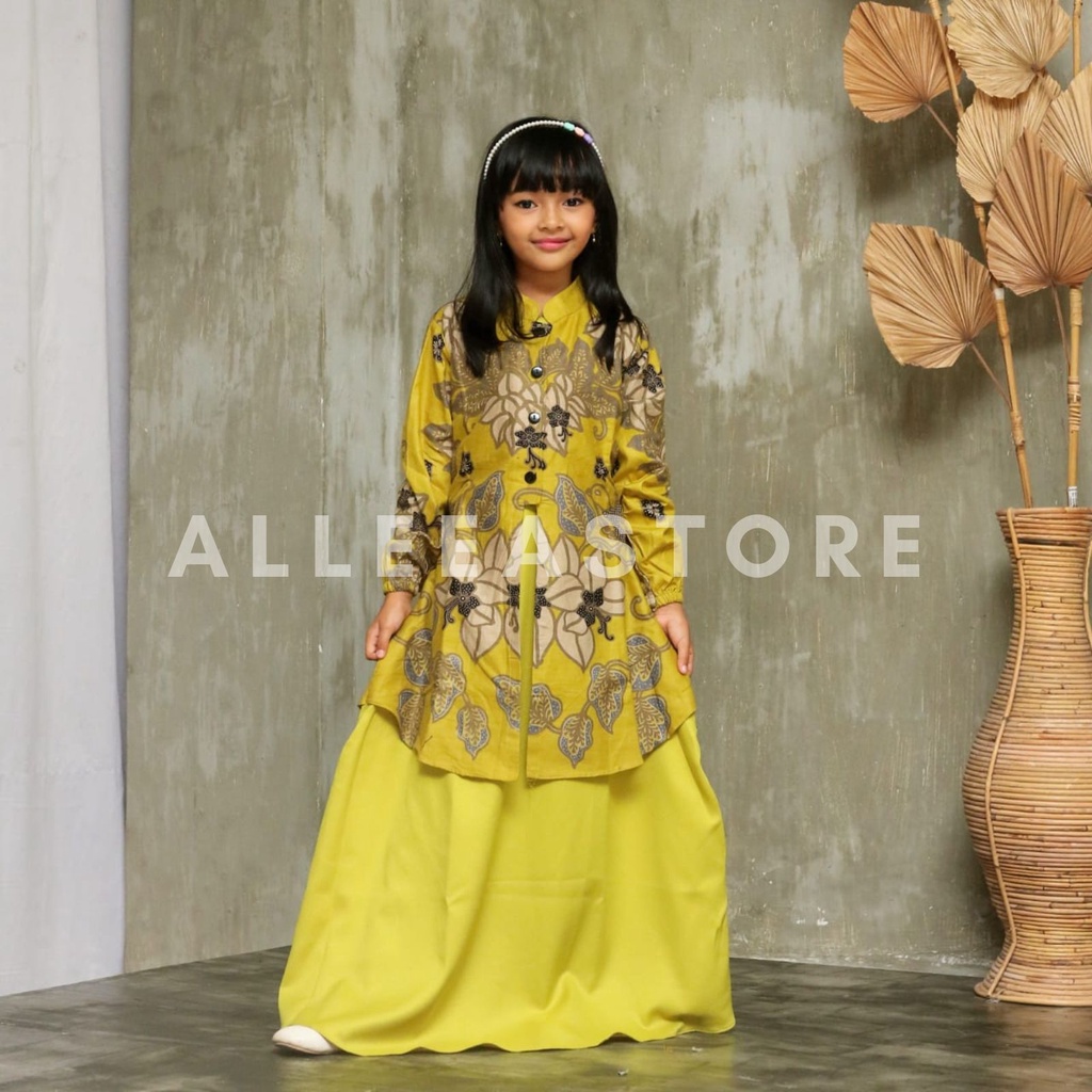 Alleastore03 Gamis batik Anak Motif Full Batik Motif Dara dress modern premium, dress muslim, gamis 