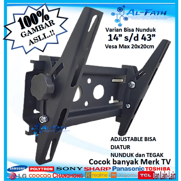 Bracket TV LED LCD 14&quot; s/d 40&quot; Universal [ 40 32 24 21 17 14 inchi ] Bisa nunduk  FULL BESI bracket braket breket briket breaket brecket bricket