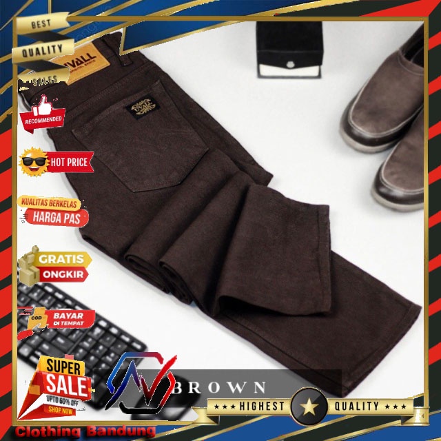 AV - CELANA JEANS PRIA UVALL STANDAR COKLAT 28-38