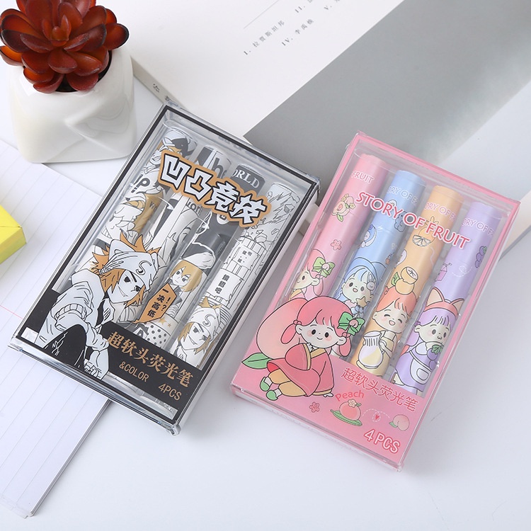 OVERFLOWS.ID STABILO HIGHLIGHTER PEN KARAKTER ISI 4 PCS WARNA WARNI MURAH