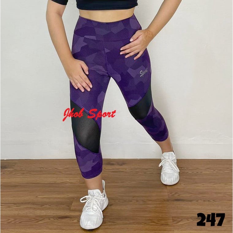Legging Pendek Jaring/Celana Legging Sport Wanita/Legging Pendek 7/8 Sport/Celana Zumba/Legging Yoga