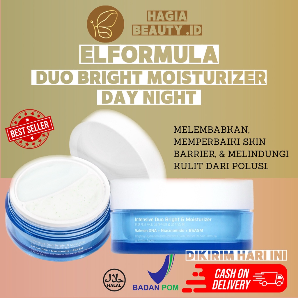 BISA COD - ELFORMULA DUO BRIGHT MOUSTURIZER DAY NIGHT CREAM with SALMON DNA &amp; NIACINAMIDE