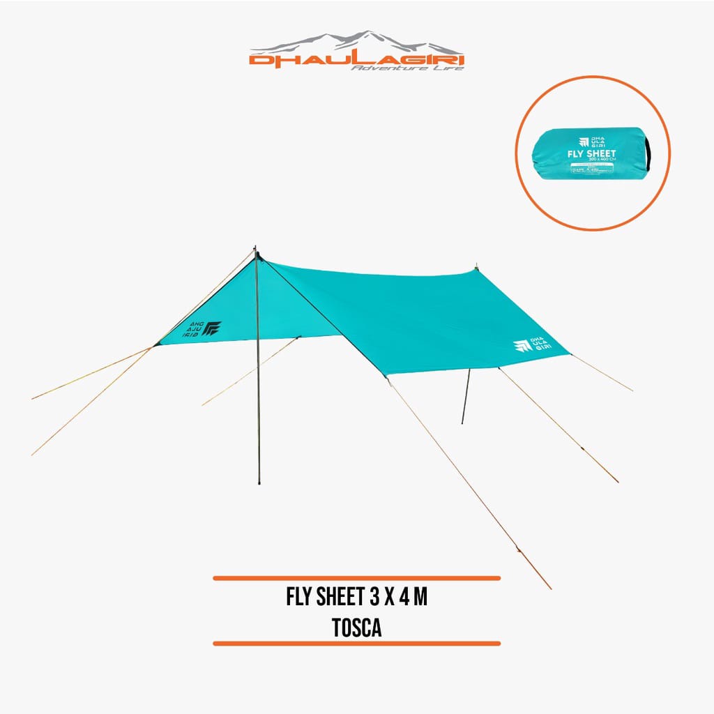 Flysheet Bivak 3x4 M Dhaulagiri Camping Waterproof Include Pasak Tali Atap Tenda Camping