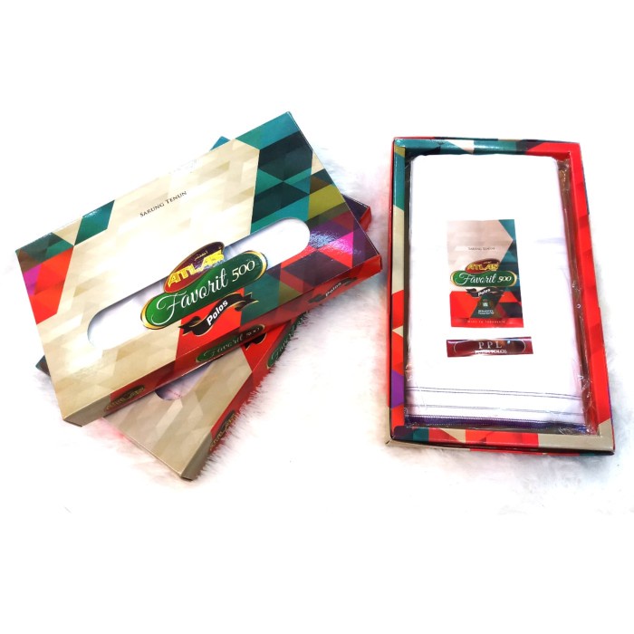 Sarung ATLAS Favorit 500 Putih Polos Halus Murah Tebal (Grosir & Ecer) (I9O7) Jumbo Travelling Sajad