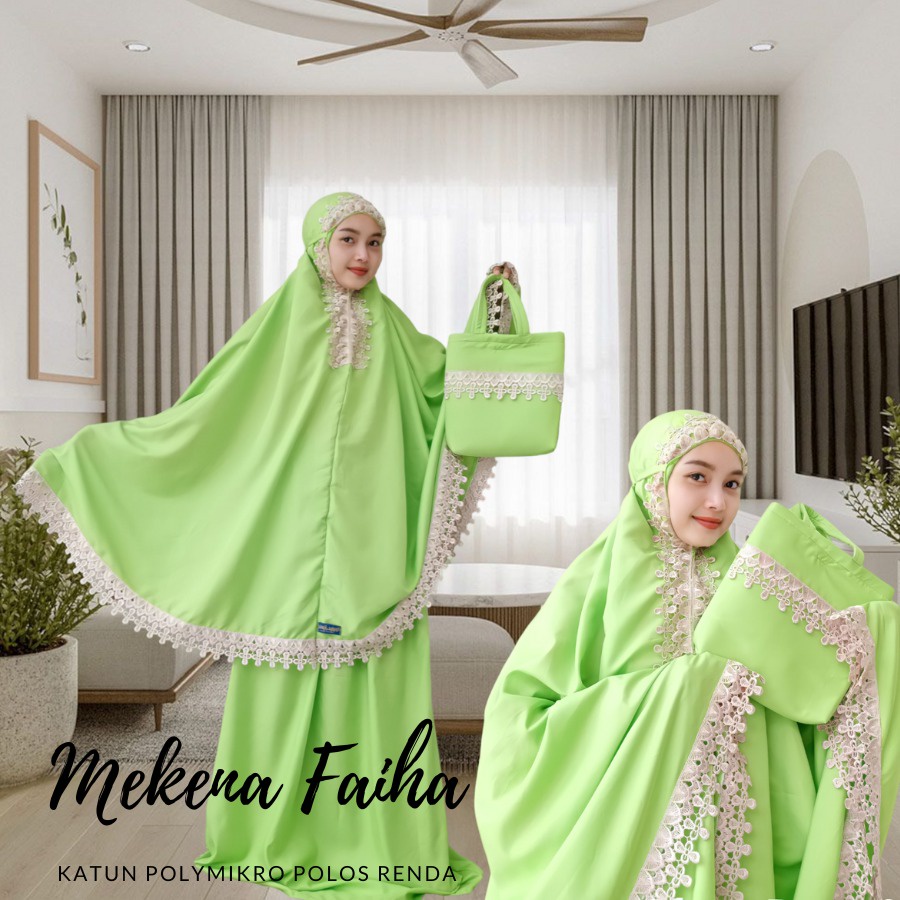 Mukena Faiha Dewasa Polos Renda Bahan Katun Polymikro//termurah//terlaris//mukena travell polos adem