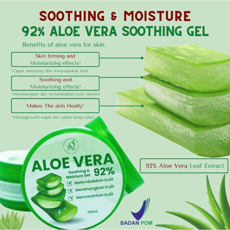 Y&amp;G YOUNG&amp;GLOW SOOTHING &amp; MOISTURE 92% ALOEVERA SOOTHING GEL ALOE VERA PELEMBAB KULIT