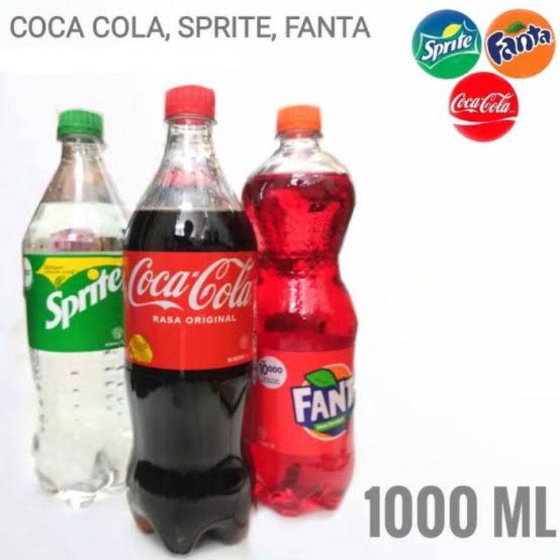 

Coca cola Sprite Fanta Botol 1000ml 1liter Seliter 1Dus isi 12 botol