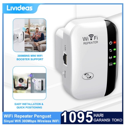 

SIAP KIRIM Livideas WiFi Repeater Penguat Sinyal Wifi 300Mbps / NEW Wireless WiFi Signal Range Extender 802.11N/B/G