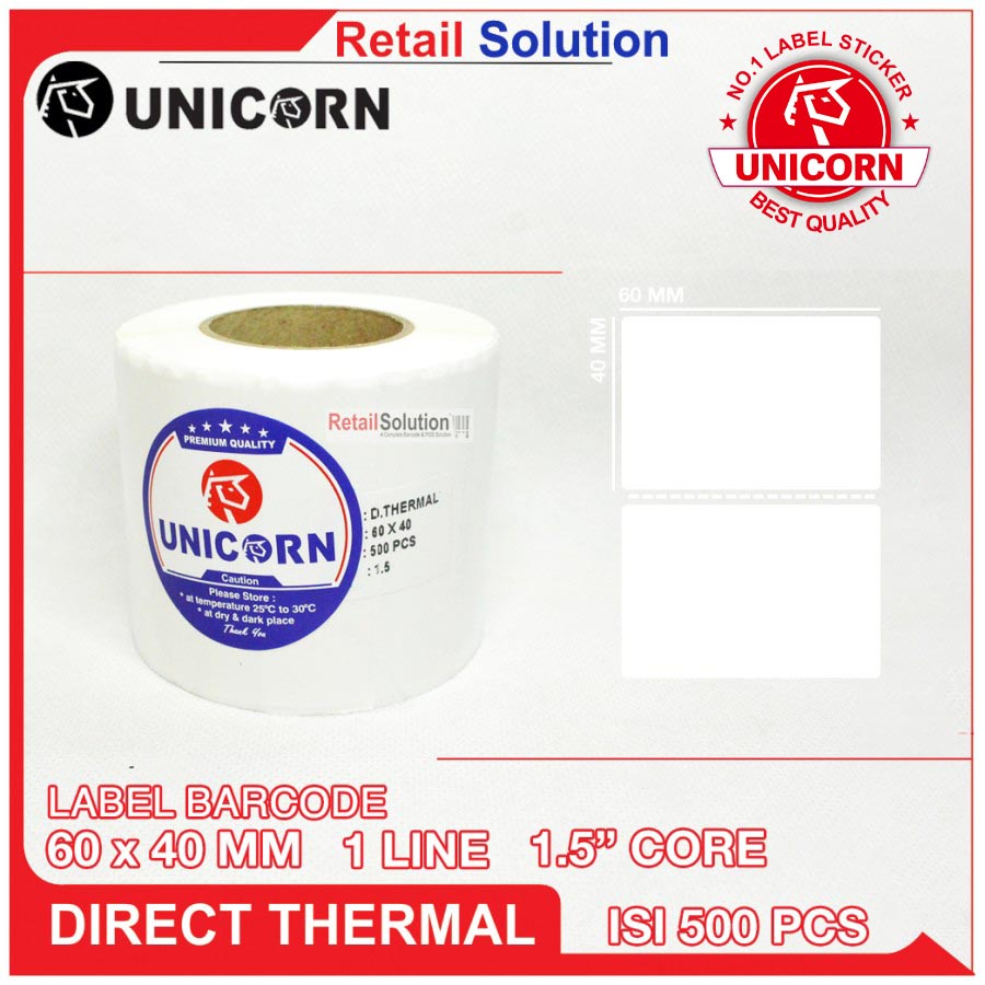 Stiker Label Barcode Thermal 60x40 mm / 60 x 40 mm / 60x40mm Core 1.5&quot;