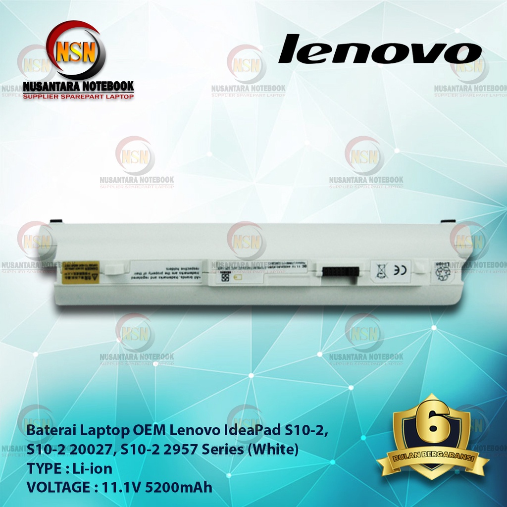 Baterai OEM Lenovo IdeaPad S10-2, S10-2 20027, S10-2 2957 Series White