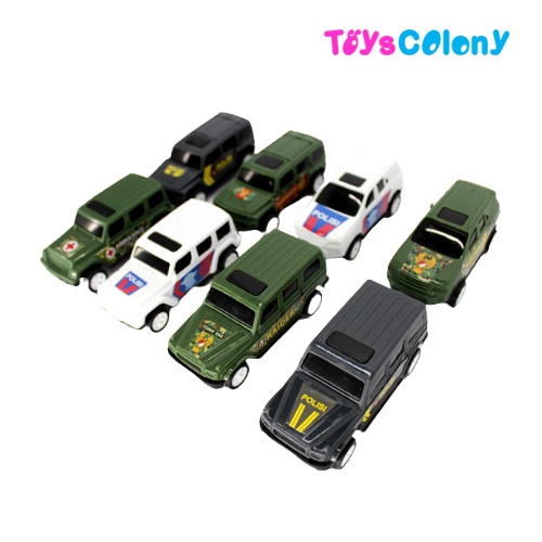 Mobil Mini SUV Militer/Tentara/Polisi Mainan Isi 8 Pcs - Random