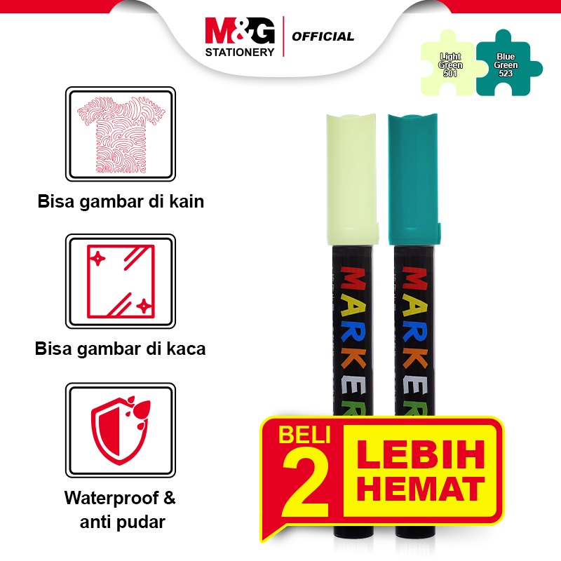 

M&G [BUNDLE] Acrylic Marker Multifungsi Paint Marker Spidol Akrilik Warna Light Green + Blue Green