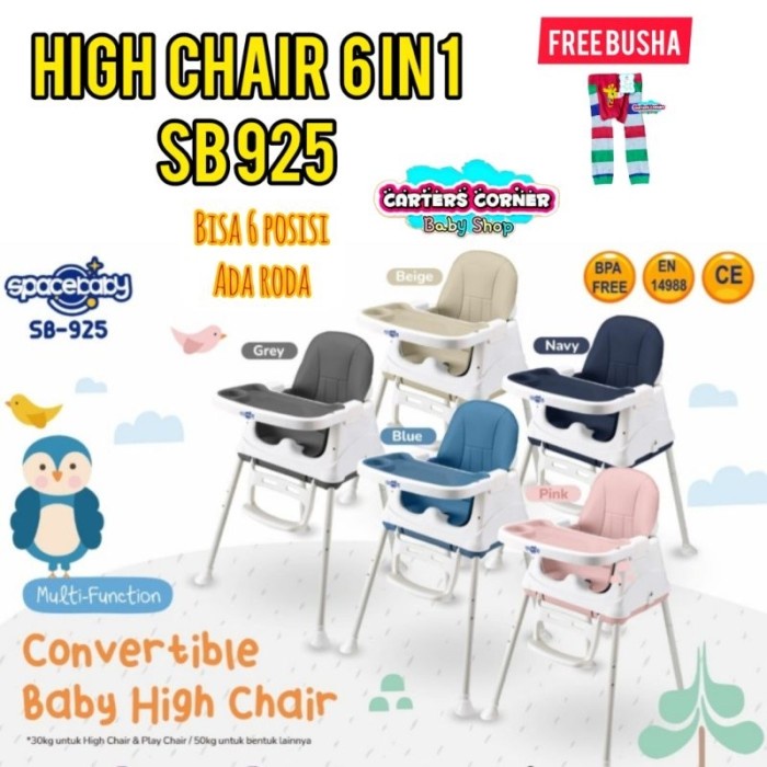 SUGAR BABY FUN CHAIR 6 IN 1 SUGARBABY KURSI MAKAN TINGGI 6 POSISI MEJA MAKAN BAYI HIGH CHAIR KURSI MAKAN BAYI / BOOSTER BAYI/SB 918/ SB 917 / 718 / 518 / 618 / K CHAIR/SB 618