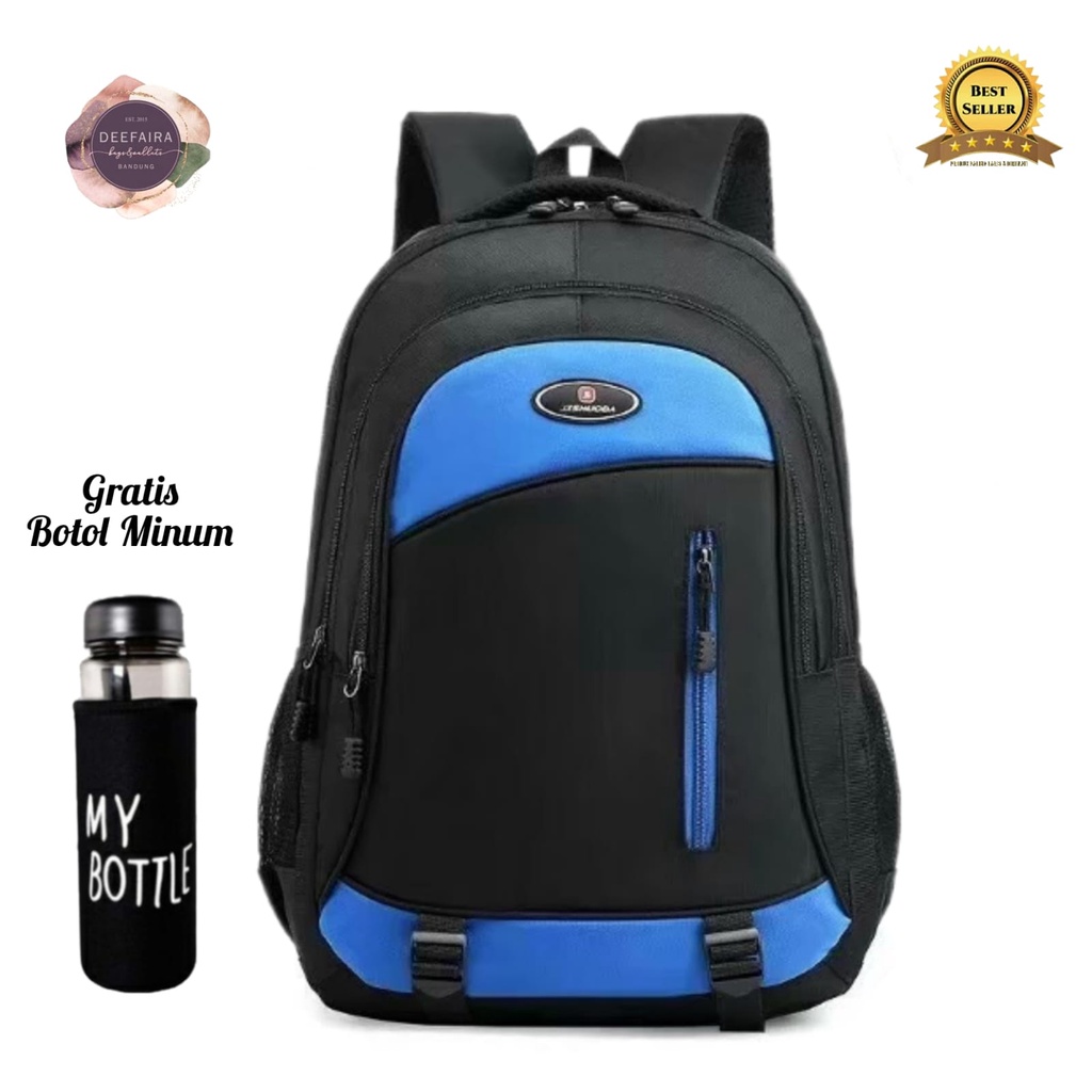 Tas Backpack Ransel Pria Model BpLx09 Gratis Botol Minum Untuk Sekolah Kuliah Dan Kerja