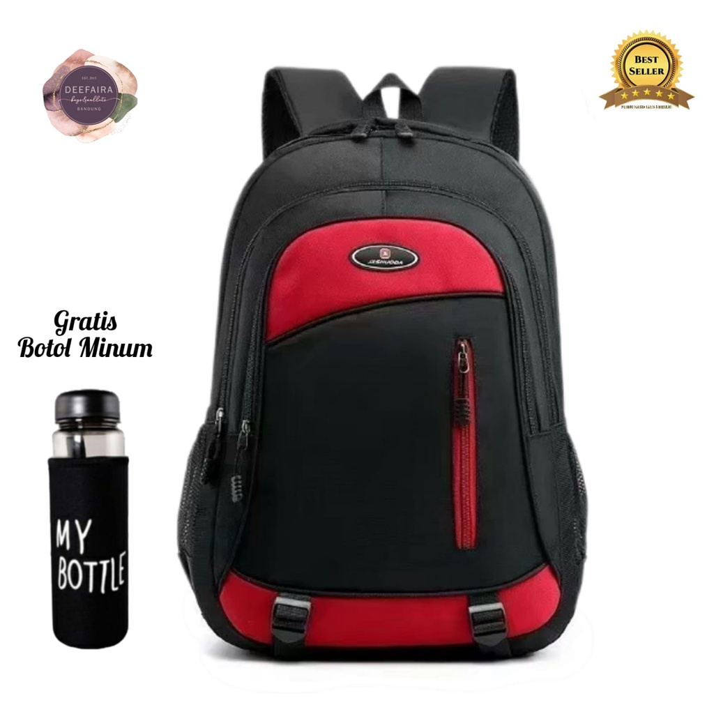 Tas Backpack Ransel Pria Model BpLx09 Gratis Botol Minum Untuk Sekolah Kuliah Dan Kerja