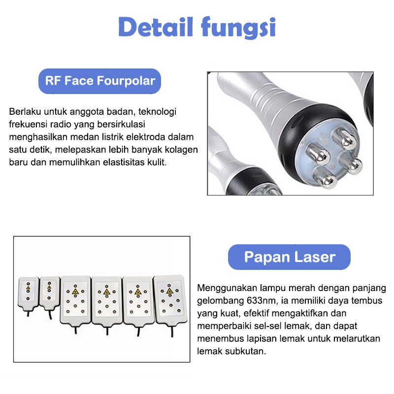 6 in 1 RF Lipolaser 40k Alat rf wajah slimming radio frequency lipo laser cavitasi Pelangsing Badan Alat RF Slimming machine 100% Original[BISA COD]