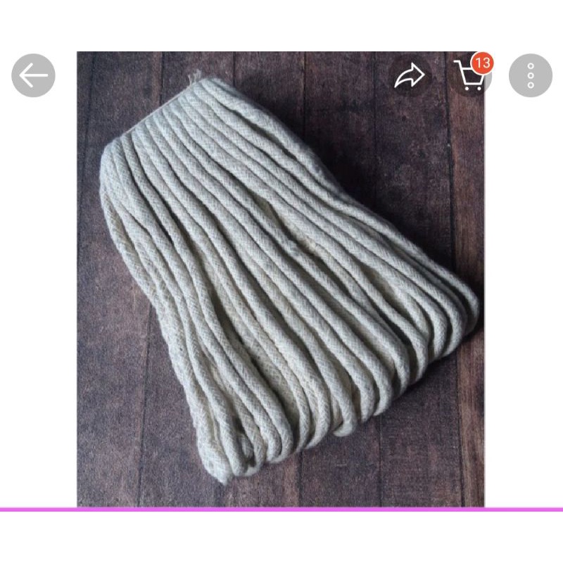 Tali sumbu kompor katun tebal talikur katun kepang 8mm cap gunung sari Craft macrame sumbu 100% cott