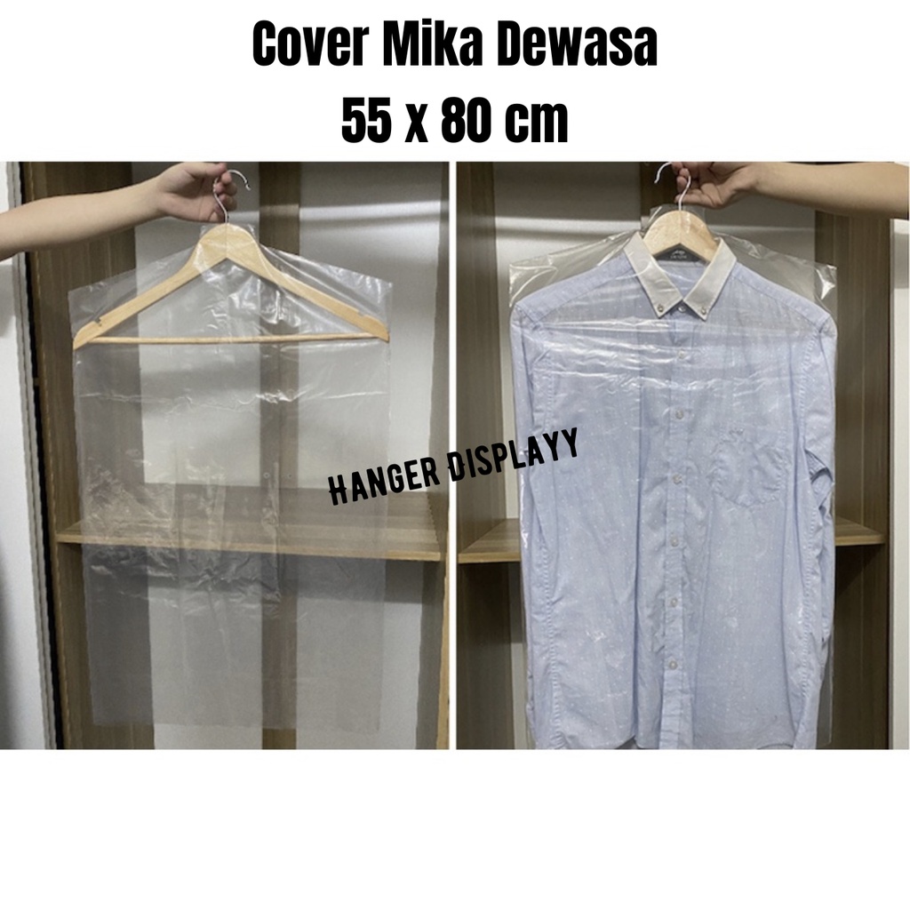 Plastik MIKA Baju Dewasa 55 x 80cm /  Plastik Cover Pelindung Baju / Plastik Baju Gantung /Plastik Jas Gantung / Cover Gantungan Baju Anti Debu 3 Pcss