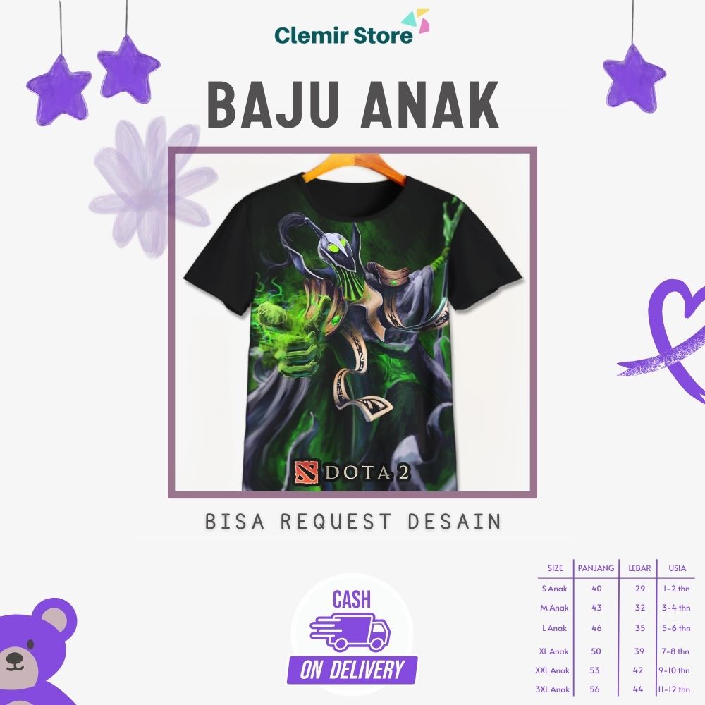 Kaos 3D Anak Gambar Dota 2 Unofficial - Baju 3D Karakter Rubick Dota 2 Unofficial Untuk Usia 1-12 Ta