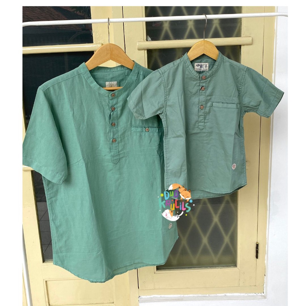 KEMKO SAGE GREEN LENGAN PENDEK anak dan dewasa bahan super premium